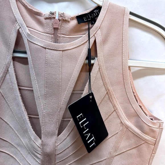 ELLIATT x Revolve Hera Dress Blush Pink Cutout Bandage Bodycon Flare Size L New - Picture 5 of 11